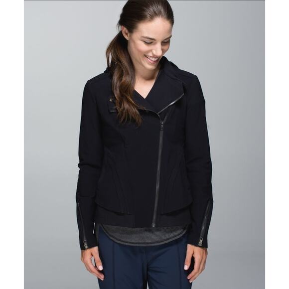 Lululemon Bust A Move Jacket Black W4C29S Warpstreme Moto Asymmetric Track - Picture 1 of 16